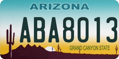 AZ license plate ABA8013