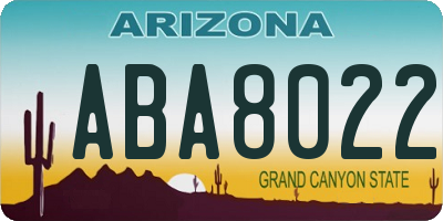 AZ license plate ABA8022