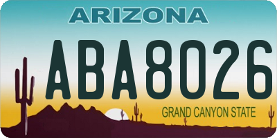 AZ license plate ABA8026