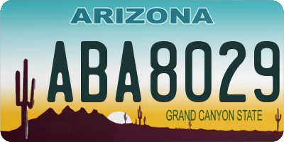 AZ license plate ABA8029