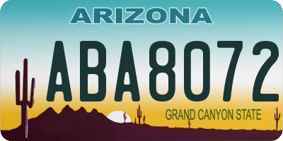 AZ license plate ABA8072