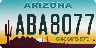 AZ license plate ABA8077