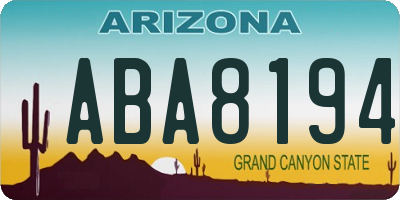 AZ license plate ABA8194