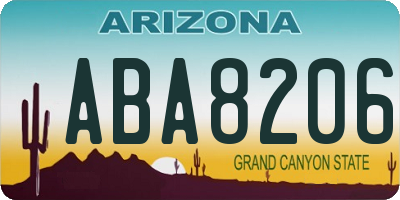 AZ license plate ABA8206