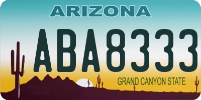 AZ license plate ABA8333