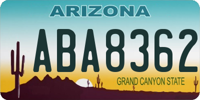 AZ license plate ABA8362