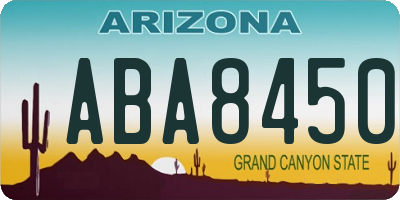 AZ license plate ABA8450
