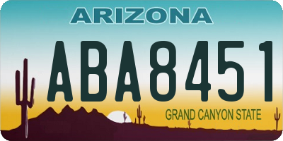 AZ license plate ABA8451
