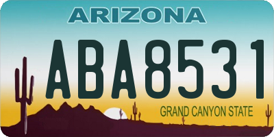 AZ license plate ABA8531