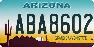 AZ license plate ABA8602