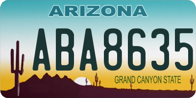 AZ license plate ABA8635