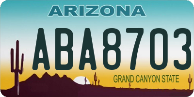 AZ license plate ABA8703