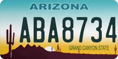 AZ license plate ABA8734