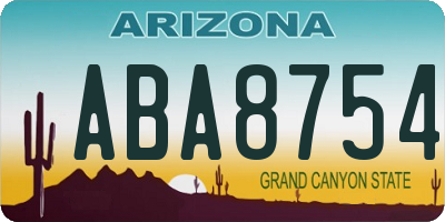 AZ license plate ABA8754