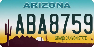 AZ license plate ABA8759