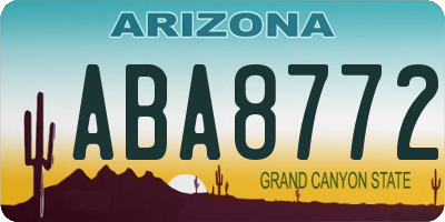 AZ license plate ABA8772