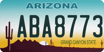 AZ license plate ABA8773
