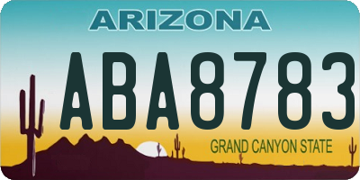 AZ license plate ABA8783