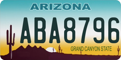 AZ license plate ABA8796