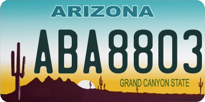 AZ license plate ABA8803