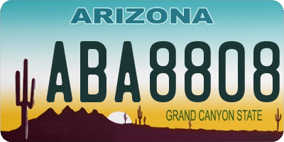 AZ license plate ABA8808