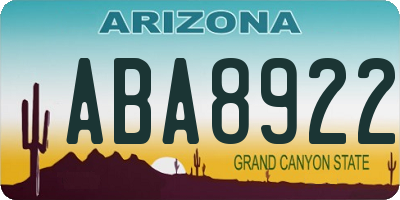 AZ license plate ABA8922