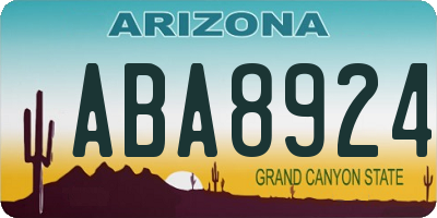 AZ license plate ABA8924