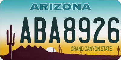 AZ license plate ABA8926