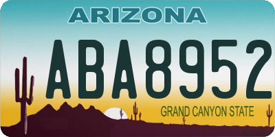AZ license plate ABA8952
