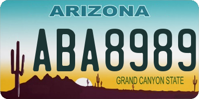 AZ license plate ABA8989