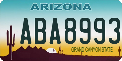 AZ license plate ABA8993