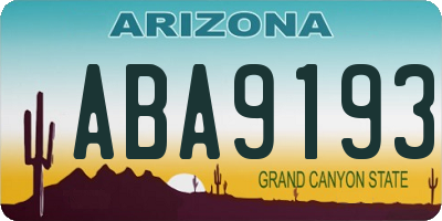 AZ license plate ABA9193