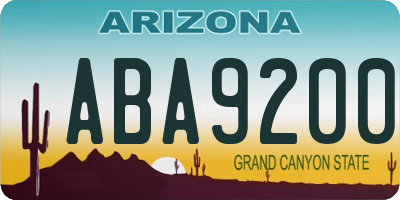 AZ license plate ABA9200