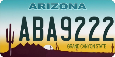 AZ license plate ABA9222