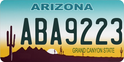 AZ license plate ABA9223