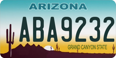 AZ license plate ABA9232