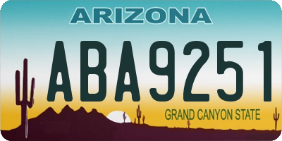AZ license plate ABA9251