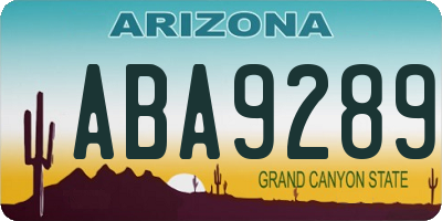 AZ license plate ABA9289