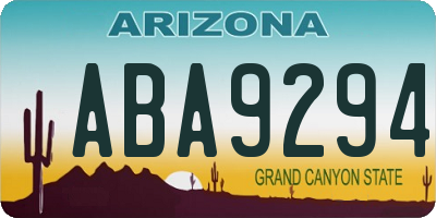 AZ license plate ABA9294