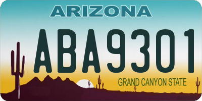 AZ license plate ABA9301