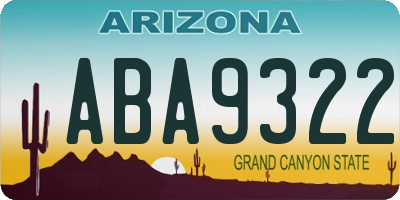 AZ license plate ABA9322