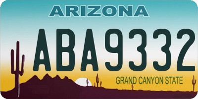 AZ license plate ABA9332