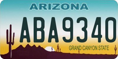 AZ license plate ABA9340