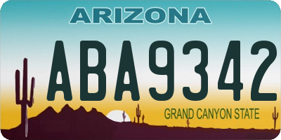 AZ license plate ABA9342