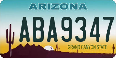AZ license plate ABA9347