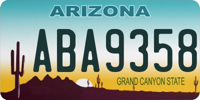 AZ license plate ABA9358