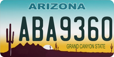AZ license plate ABA9360