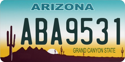 AZ license plate ABA9531