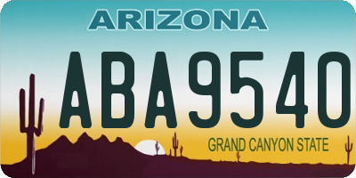 AZ license plate ABA9540