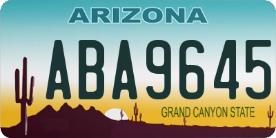 AZ license plate ABA9645